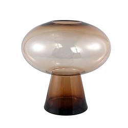 Foto van Ptmd minty brown glass vase round on foot l