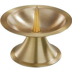 Foto van 1x ronde metalen stompkaarsenhouder goud voor kaarsen 5-6 cm doorsnede - kaarsenplateaus