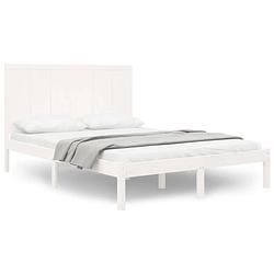 Foto van Vidaxl bedframe massief grenenhout wit 150x200 cm 5ft king size