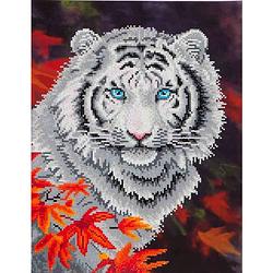Foto van White tiger in autumn diamond dotz: 46x36 cm