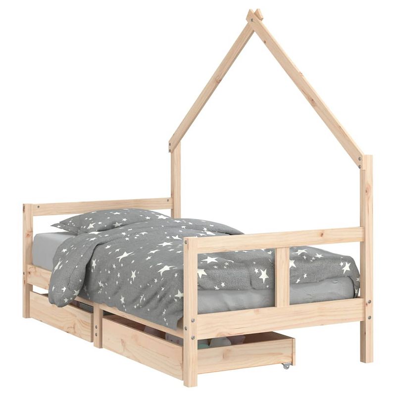 Foto van Vidaxl kinderbedframe met lades 80x160 cm massief grenenhout