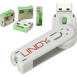 Foto van Lindy usb-lock + key usb-poortslot set van 4 stuks groen incl. 1 sleutel