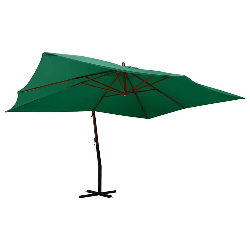 Foto van Vidaxl zweefparasol met houten paal 400x300 cm groen