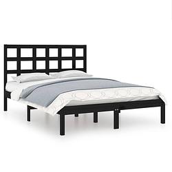 Foto van Vidaxl bedframe massief hout zwart 120x190 cm 4ft small double