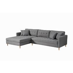 Foto van Marino deluxe bank met chaise longue rechts of links gedraaid met kussens stof grijs.