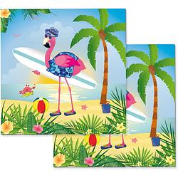 Foto van 60x dieren thema flamingo tafel servetten 33 x 33 cm - feestservetten