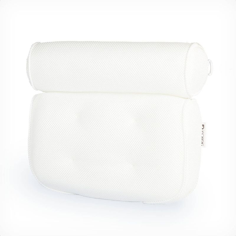 Foto van Fordig luxe badkussen met zuignappen - nekkussen bad anti slip - badkussens voor in bad / jacuzzi - hoofdsteun bad - wit