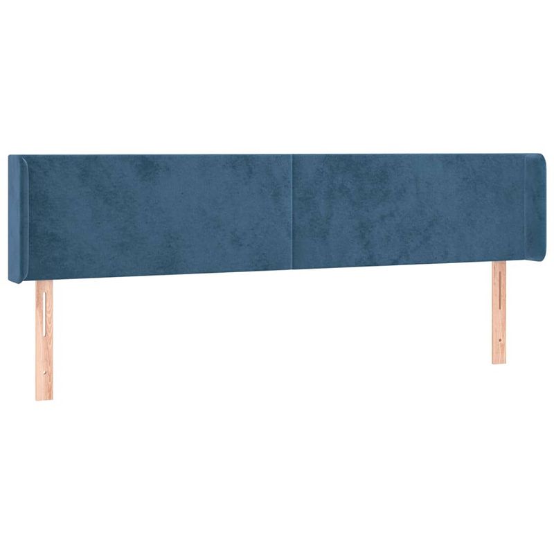 Foto van The living store hoofdeind headboard - donkerblauw - 183x16x78/88 cm - fluweel - stevige houten poten