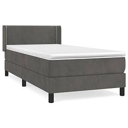 Foto van The living store boxspringbed - fluweel - pocketvering - middelharde ondersteuning - donkergrijs - 203x103x78/88cm -