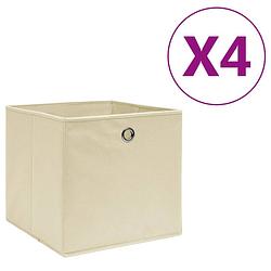 Foto van Vidaxl opbergboxen 4 st 28x28x28 cm nonwoven stof crème