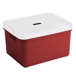 Foto van Sunware opbergbox/mand 32 liter rood kunststof met transparante deksel - opbergbox