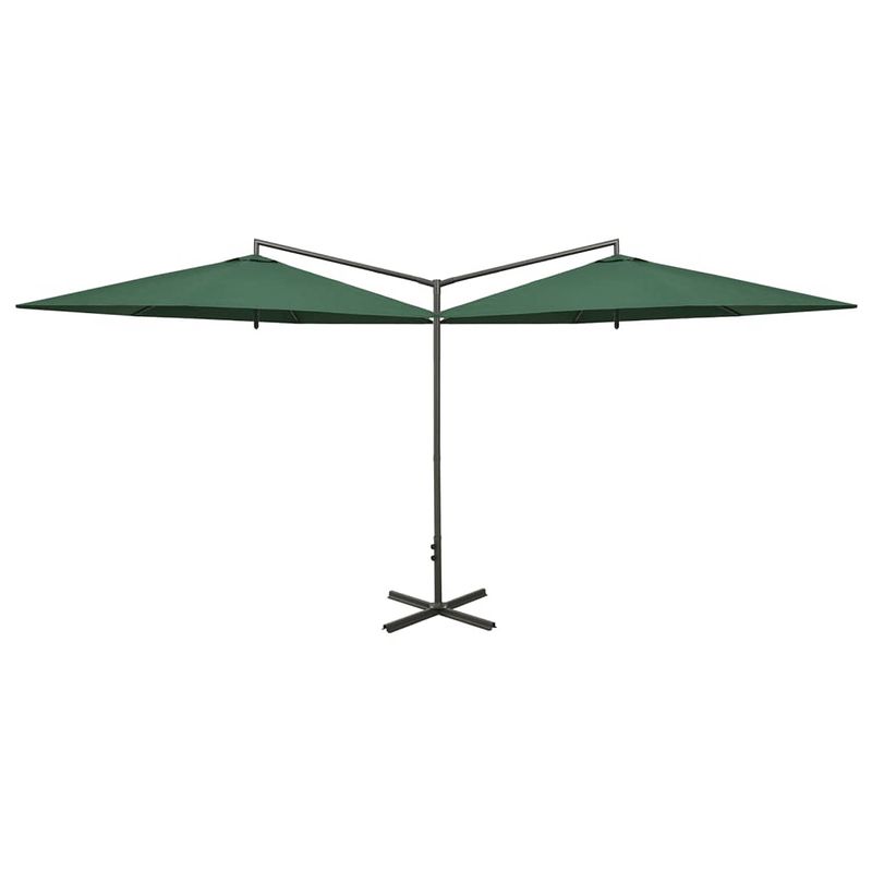 Foto van Vidaxl parasol dubbel met stalen paal 600 cm groen