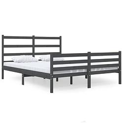 Foto van The living store bedframe - houten - 195.5 x 126 x 100 cm - grijs - 120 x 190 cm - montage vereist