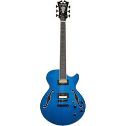 Foto van D'sangelico premium fabrizio sotti ss fabrizio blue semi-akoestische gitaar met gigbag
