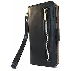 Foto van Hem boekhoesje met rits - geschikt voor iphone 15 pro - zwarte wallet - book case - boekhoesje - telefoonhoesje