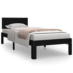 Foto van Vidaxl bedframe massief hout zwart 75x190 cm 2ft6 small single