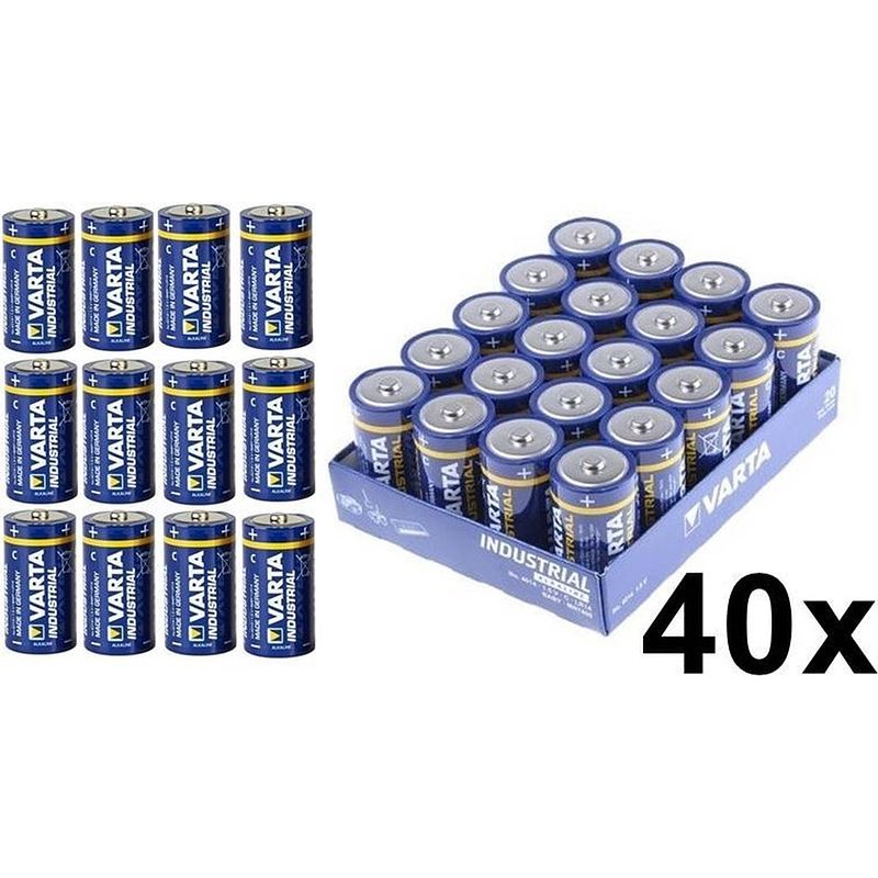 Foto van 40 stuks - varta industrial lr14 c alkaline batterij 7800mah