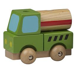 Foto van Speelgoed cementwagen hout 9 cm - speelgoed vrachtwagens
