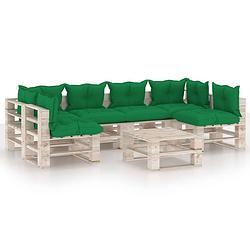 Foto van Vidaxl 7-delige loungeset met kussens pallet grenenhout