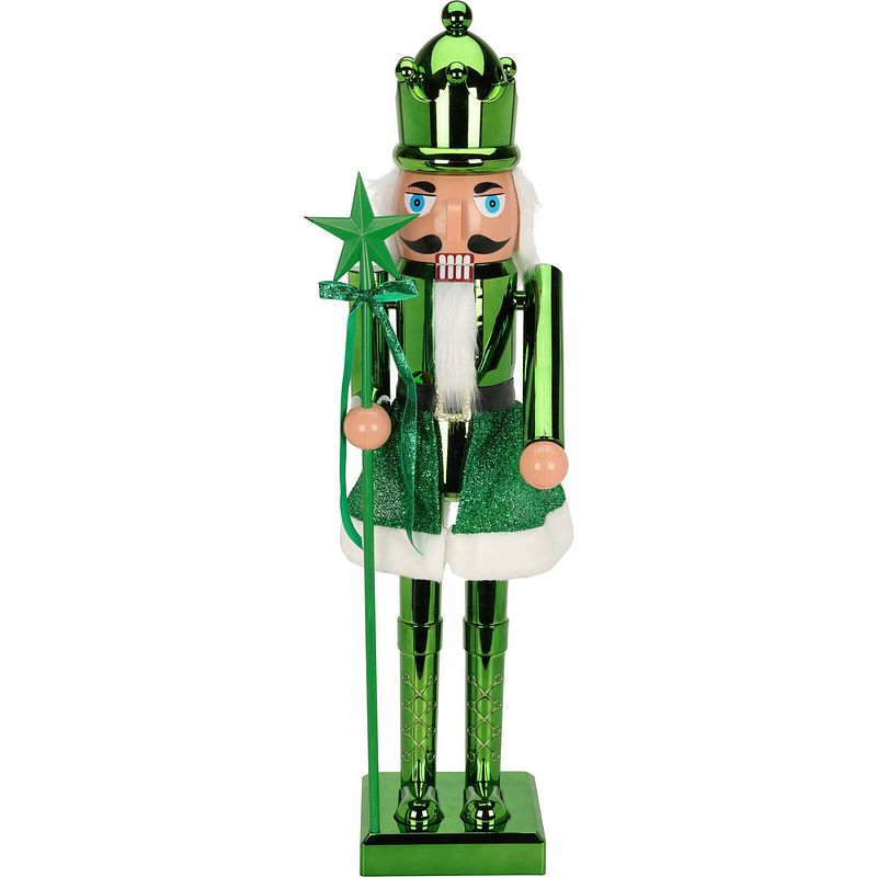 Foto van Christmas decoration notenkraker figuur/beeld - 60 cm - knalgroen - kerstbeeldjes