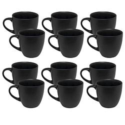 Foto van Otix koffiekopjes - set van 12 - zwart - mat - 240ml