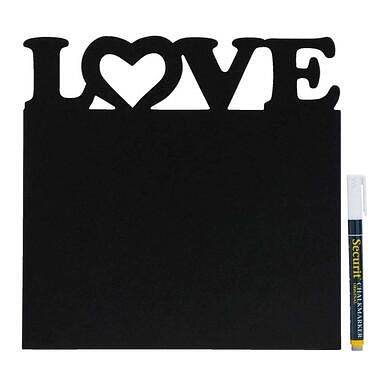 Foto van Memobord love + stift - zwart - 25x25 cm - leen bakker