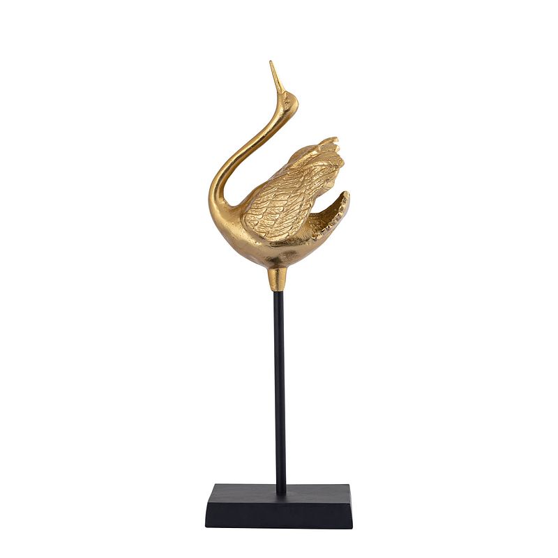 Foto van Ptmd joycee gold casted alu swan statue closed wings