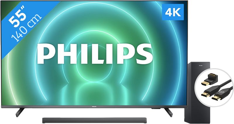 Foto van Philips 55pus7906 - ambilight + soundbar + hdmi kabel