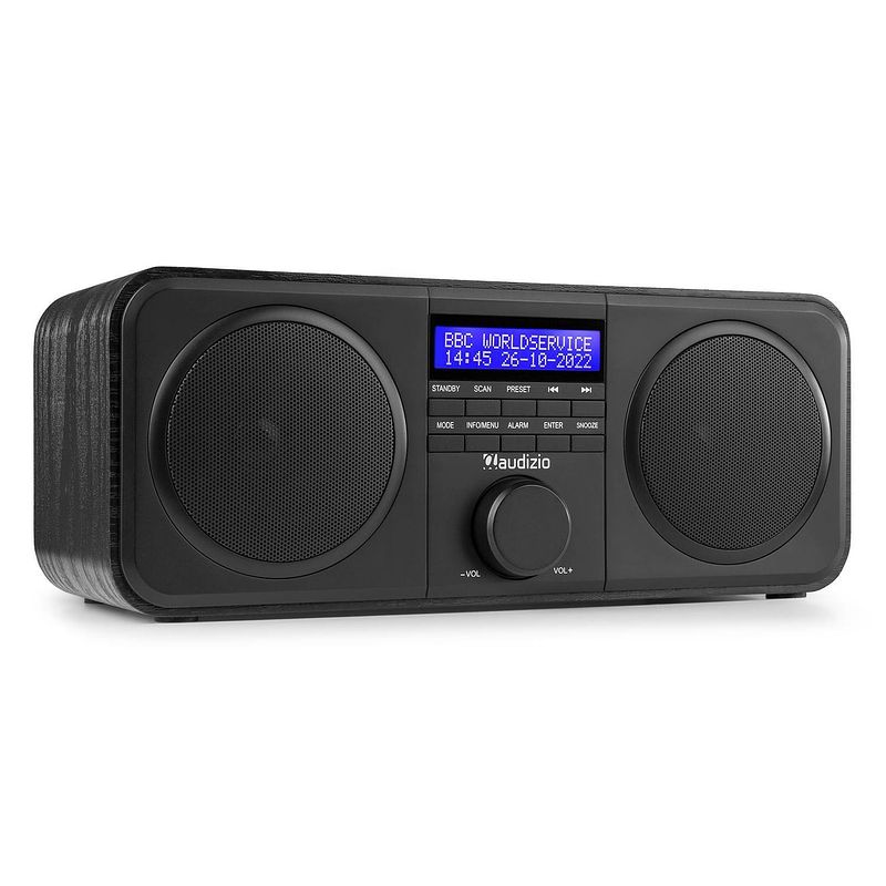 Foto van Dab radio met fm - audizio novara - stereo - 40 watt - 20 voorkeurszenders - zwart