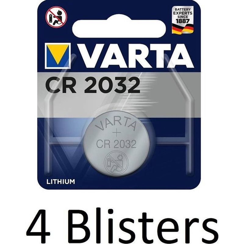 Foto van 4 stuks (4 blisters a 1 st) varta cr 2032 knoopcel batterij