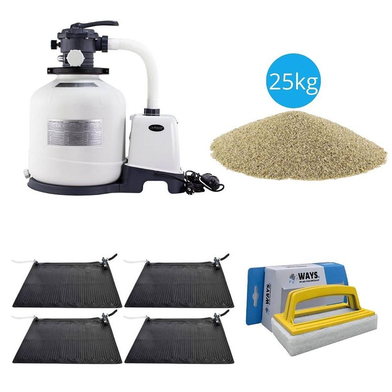 Foto van Intex - 4x zwembad verwarming & zandfilterpomp 3500 l/u & filterzand 25 kg & ways scrubborstel