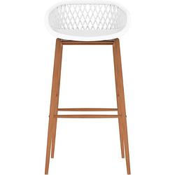 Foto van The living store barstoelen - mesh-look - set van 2 - wit - 48x47.5x95.5 cm - ergonomisch ontworpen zitting - robuust