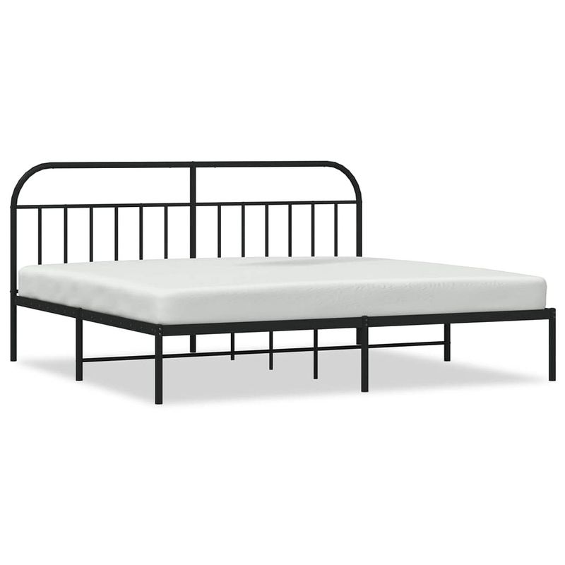 Foto van The living store bedframe met hoofdbord metaal zwart 193x203 cm - bed