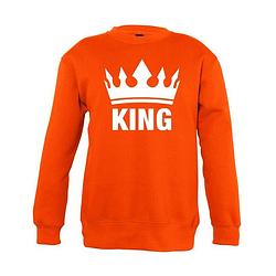 Foto van Oranje koningsdag king sweater kinderen - oranje koningsdag kleding 7-8 jaar (122/128)