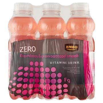 Foto van Jumbo vitamine drink framboos & granaatappel fles 6 x 500ml