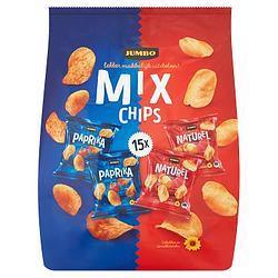 Foto van Jumbo chips uitdeelzakjes paprika & naturel 15 stuks