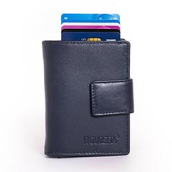 Foto van Figuretta cardprotector leren portemonnee met rfid bescherming blauw