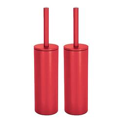 Foto van Spirella luxe toiletborstel in houder cannes - 2x - rood - metaal - 40 x 9 cm - met binnenbak - toiletborstels