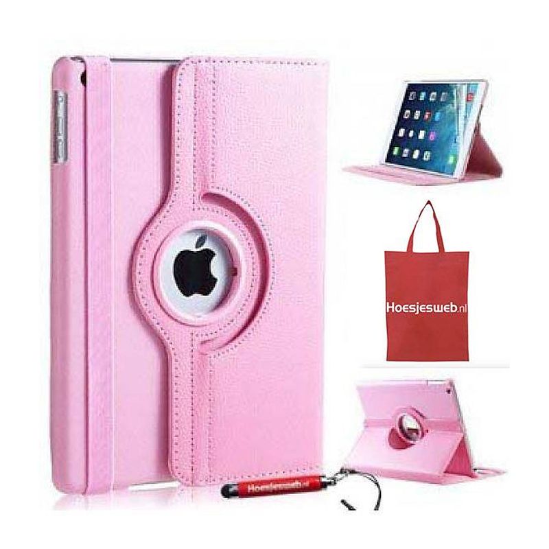 Foto van Ipad mini 4 360 graden draaibare tablethoes licht roze met originele hoesjesweb stylus - ipad hoes, tablethoes