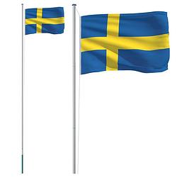 Foto van Vidaxl vlag met vlaggenmast zweden 6,23 m aluminium