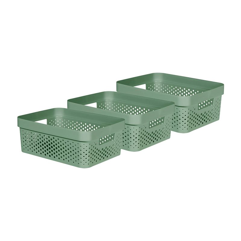 Foto van Curver infinity recycled dots opbergbox - 11l - 3 stuks - groen