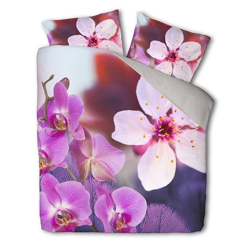 Foto van Fresh & co lila love dekbedovertrek lits-jumeaux (240 x 220 cm + 2 kussenslopen) dekbedovertrek