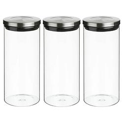 Foto van 3x stuks voorraadbussen/voorraadpotten 1,3l glas met rvs deksel - voorraadpot