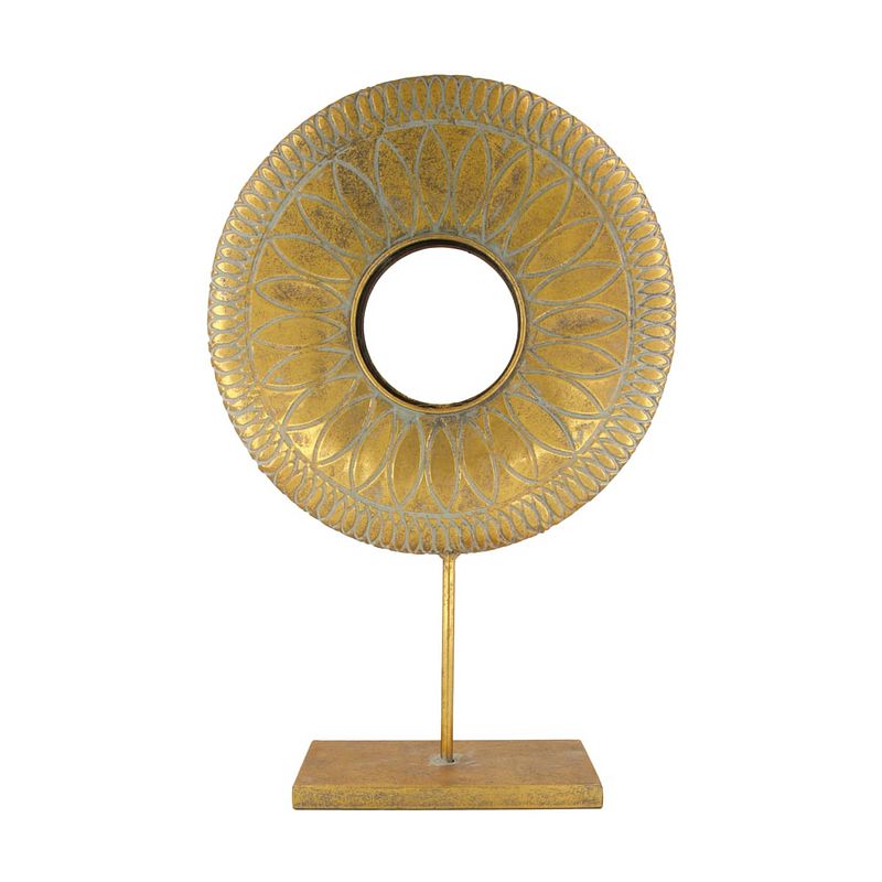 Foto van Dknc - beeld rond metaal - 37.5x12x57.5 cm - goud