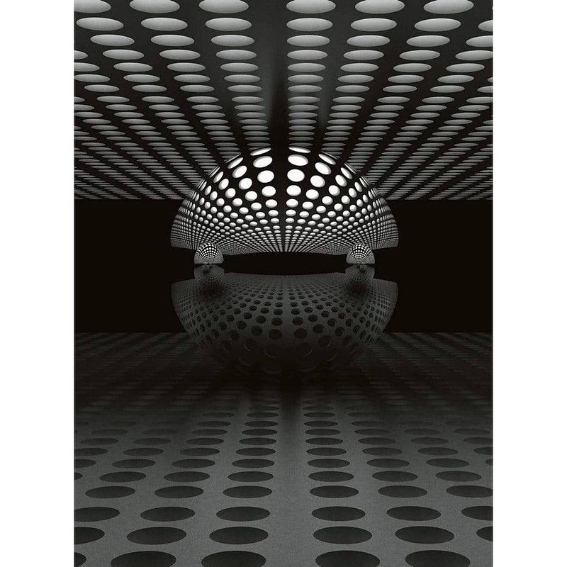 Foto van Wizard+genius 3d sphere silver vlies fotobehang 192x260cm 4-banen