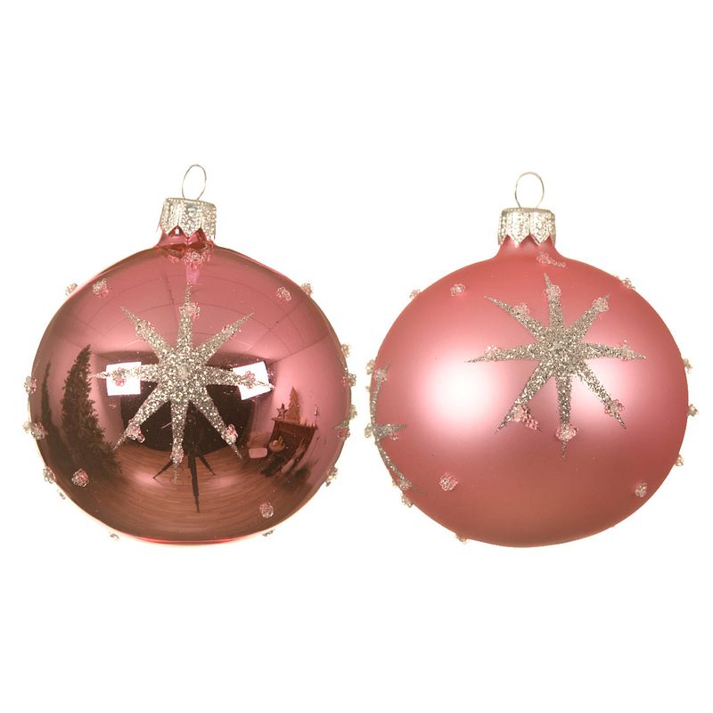 Foto van Kerstbal glas d8cm lip roze a2