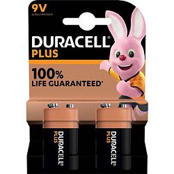 Foto van Duracell batterij plus 100% 9v, blister van 2 stuks 10 stuks