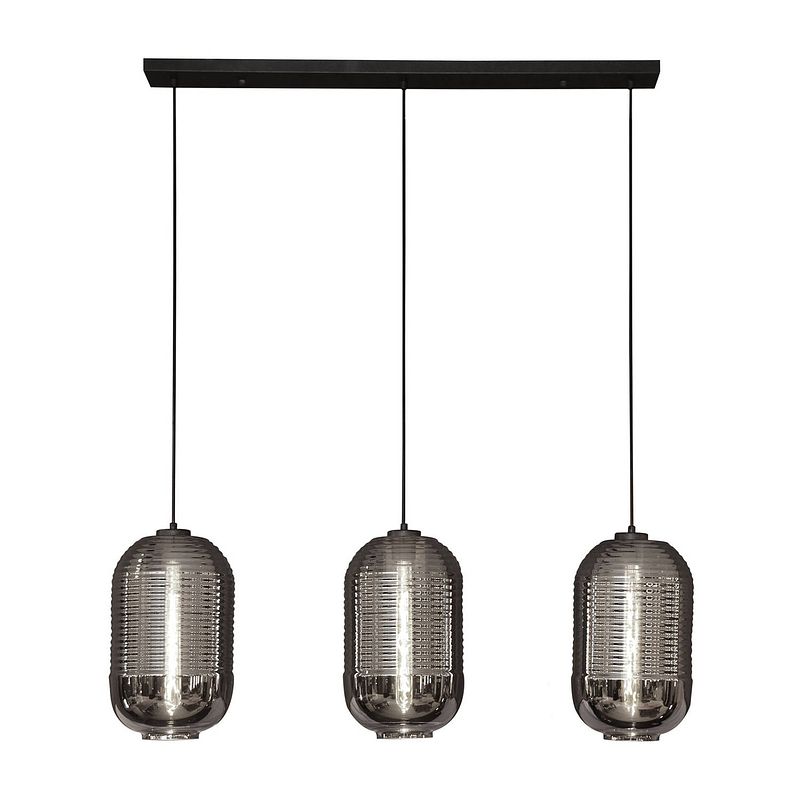 Foto van Giga meubel - hanglamp chrome - 3-lichts - 105x22x150cm