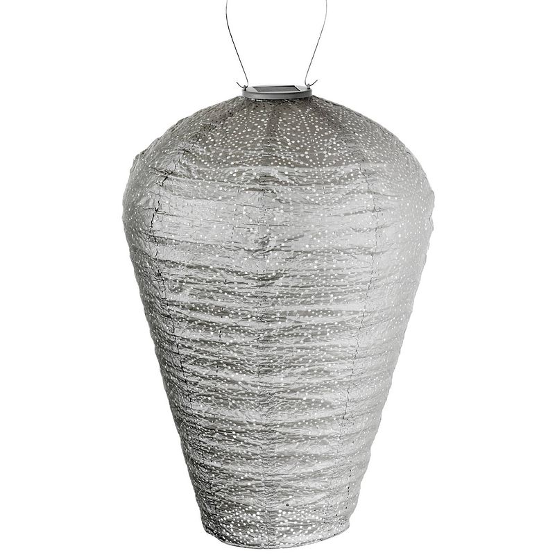 Foto van Lumiz solar lampion sashiko - xl - licht taupe