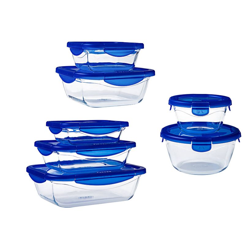 Foto van Cook & go schaal met deksel - set van 7 stuks - glas - pyrex